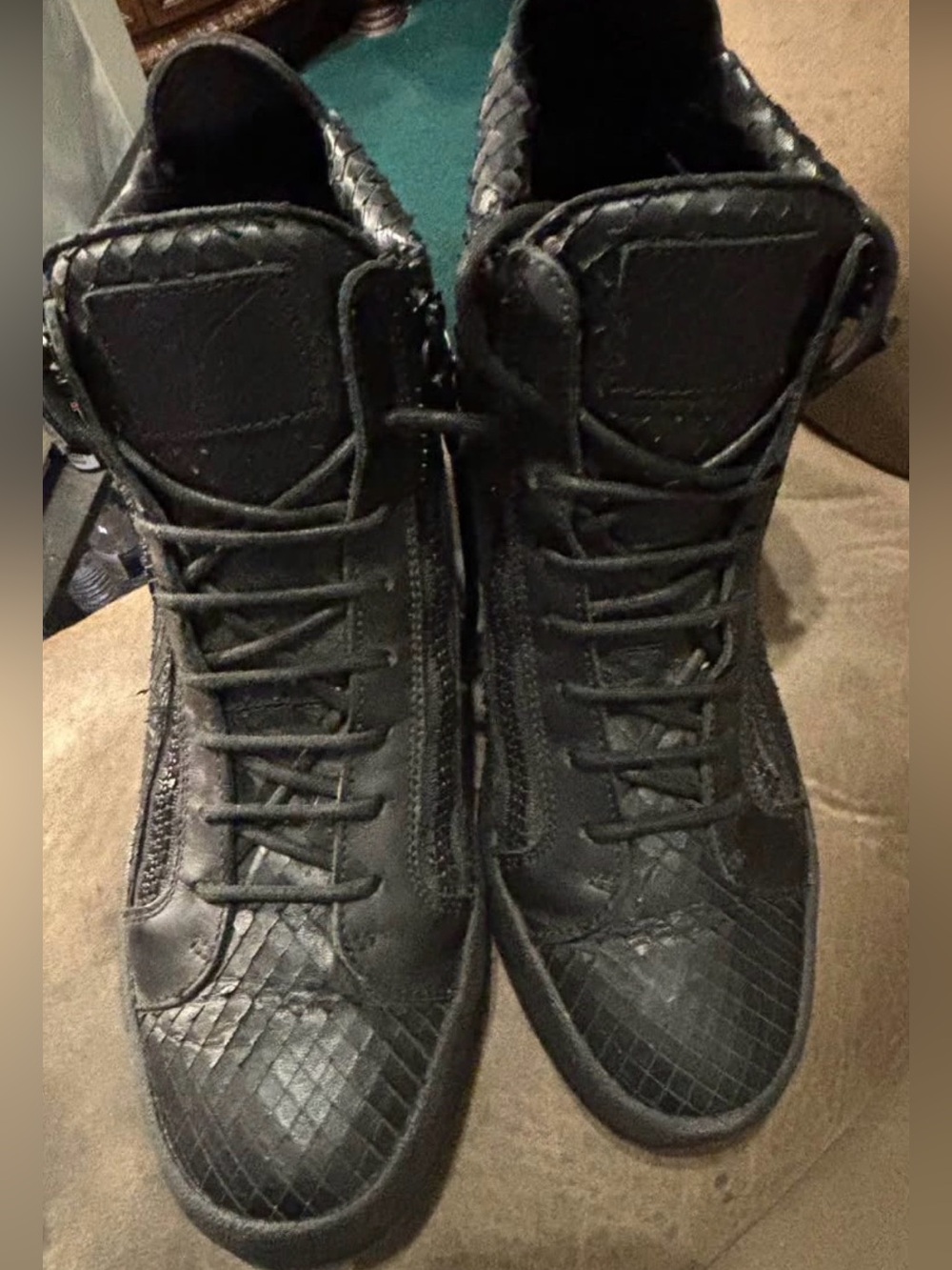 Giuseppe Zanotti Black Textured High-Top Sneakers